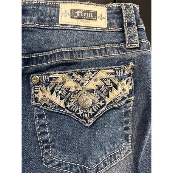 Miss Me Fleur Denim Jeans Women Sz 30x32 Blue Slim Wide Medium Wash Flap Pocket - Picture 5 of 11
